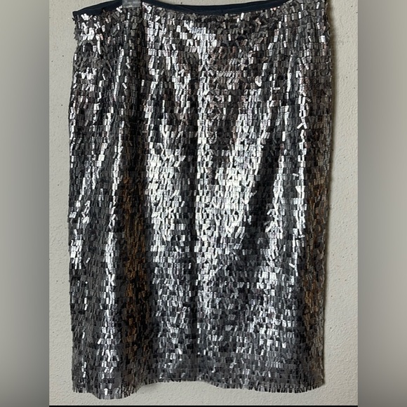 Chicos Womens Medium (1) Silver Sequin Stephanie Pencil Skirt Metallic L… - Picture 1 of 7